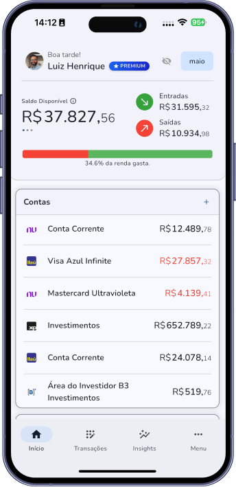 Interface do aplicativo Parsa